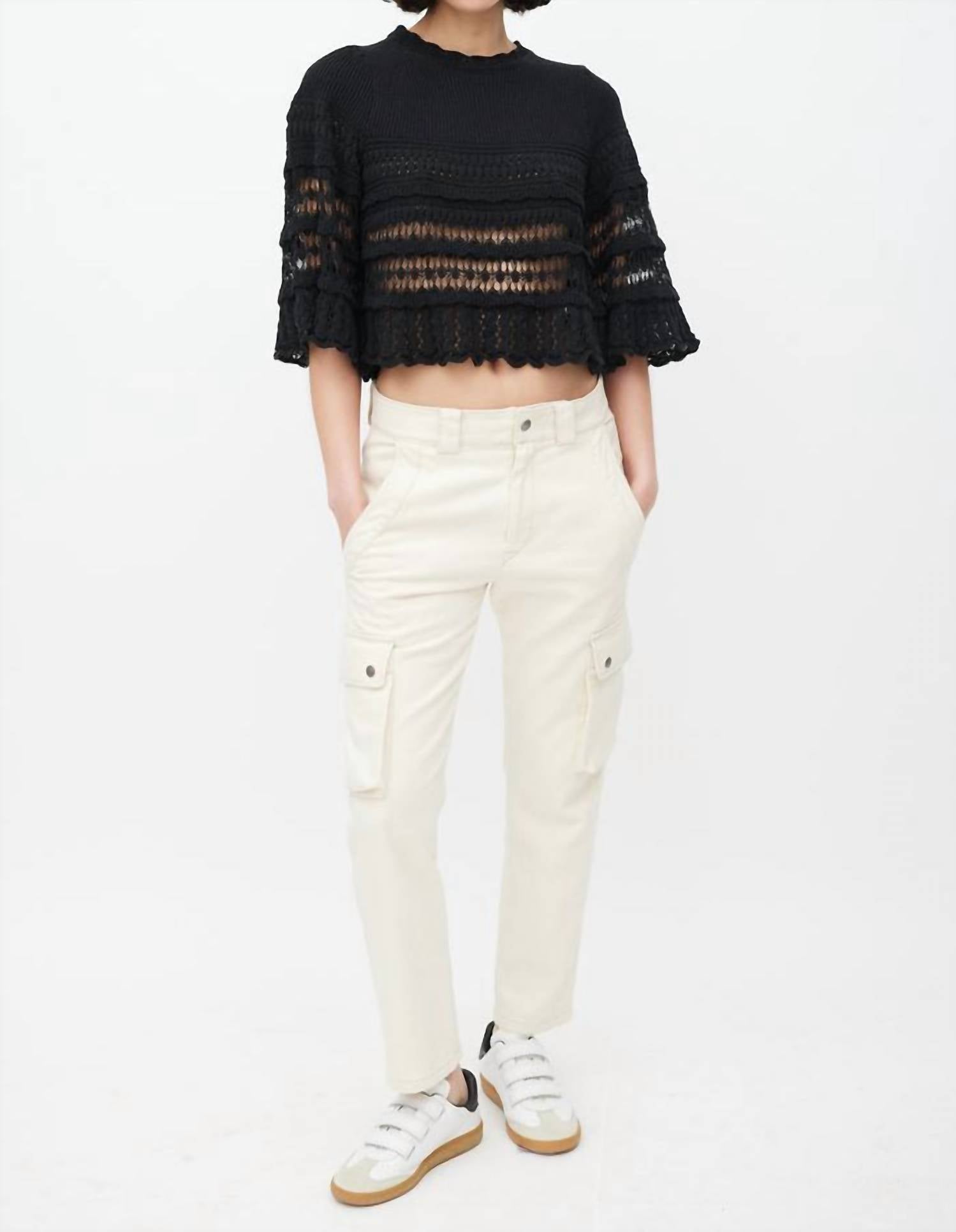 Marant Etoile Azelia Tiered Cut Out Knit Pullover Sweater in black - women's sweater - view 5