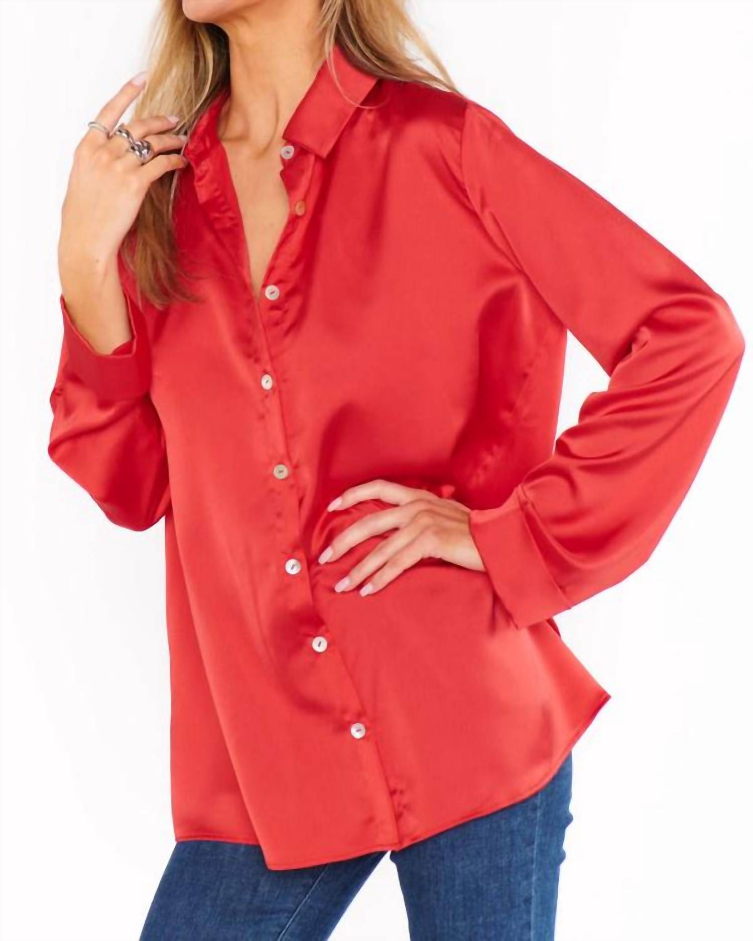 Show Me Your Mumu - Button Down Satin Top