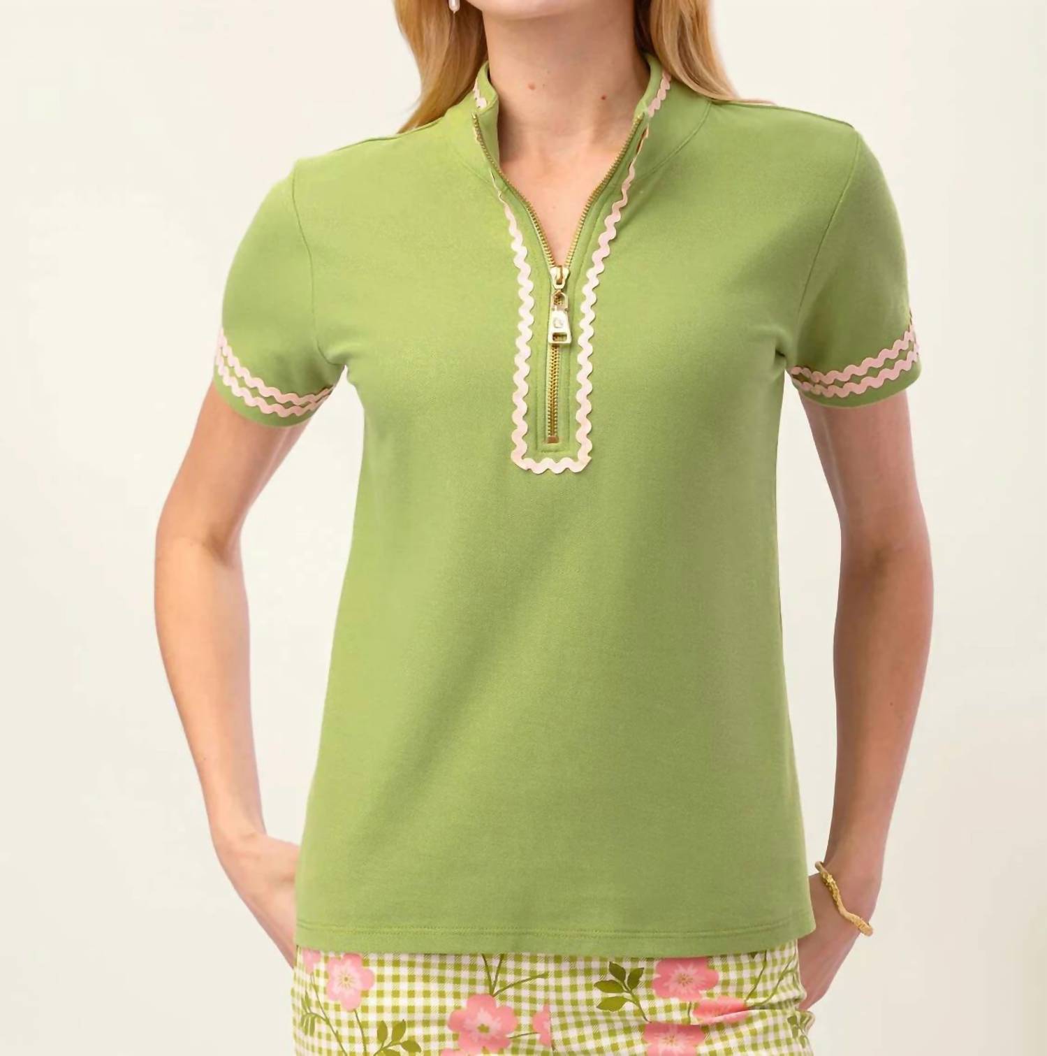 Spartina 449 - Serena Ric Rac Short Sleeve Zip Top