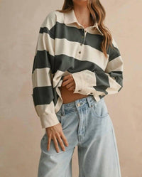 Miou Muse - Long Sleeve Wide Panel Knitted Shirt
