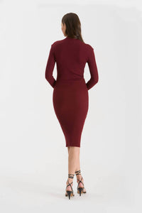 The Workshop Studio - MOCK NECK LONG SLEEVE SWEATER KNIT MIDI DRESS