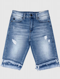 Kancan - Women's Mid Rise Ruffle Jean Shorts