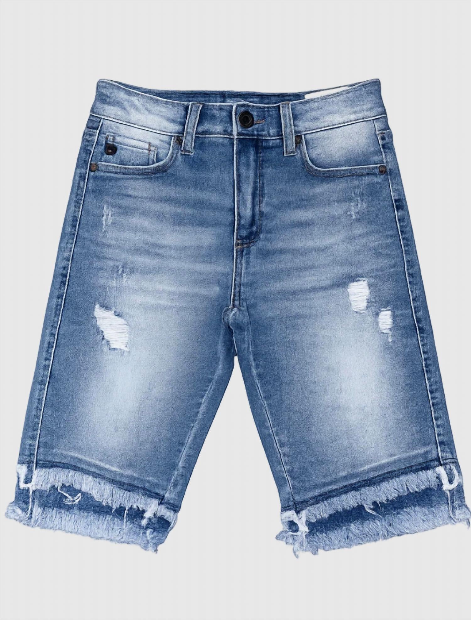 Kancan - Women's Mid Rise Ruffle Jean Shorts