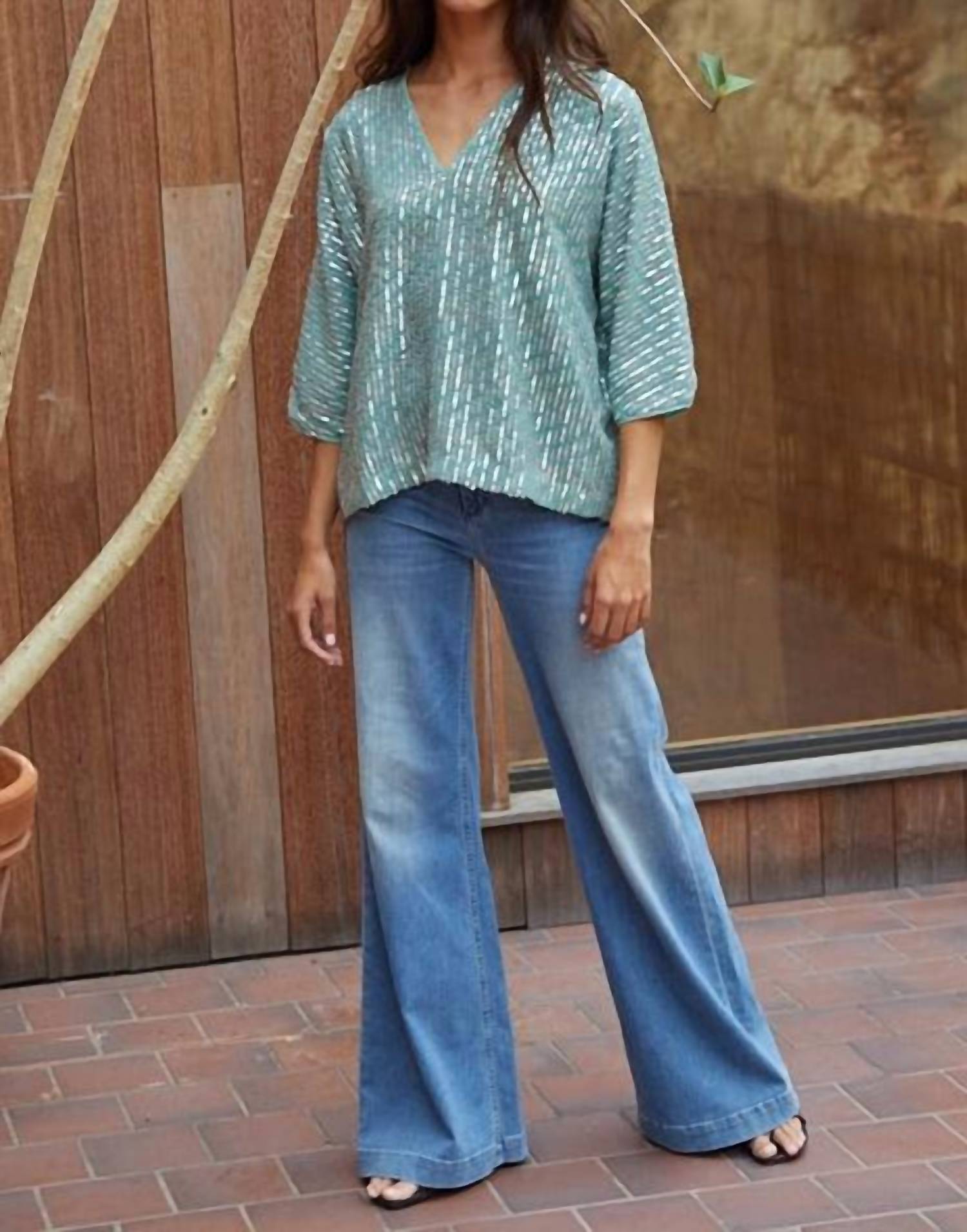 By Together - Sequin V-neck Top