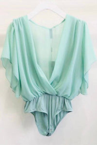 Venti6 - Women's Crossover Draped Bodysuit
