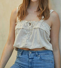 By Together - Amara Button Down Lace Tank Top