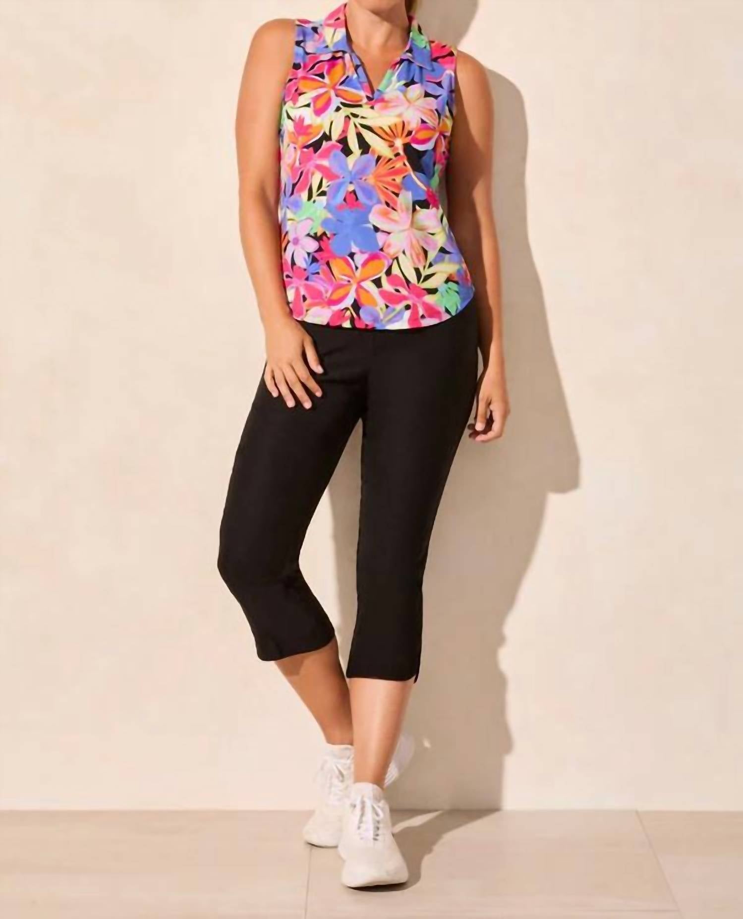 Tribal - Sleeveless Polo Top With Shirttail