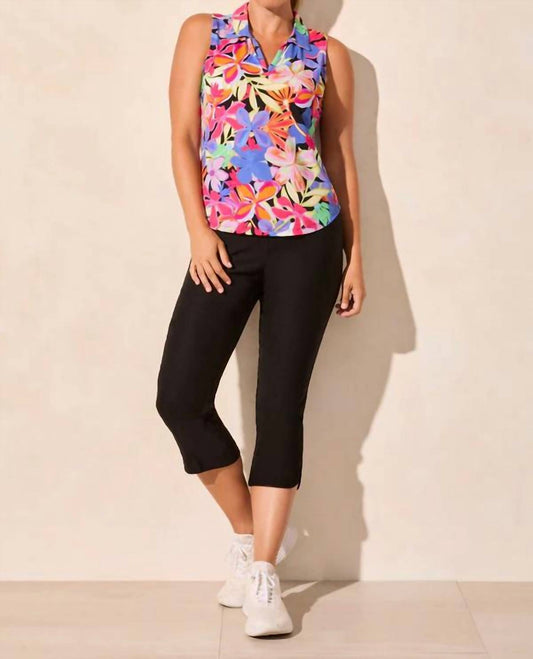 Tribal - Sleeveless Polo Top With Shirttail