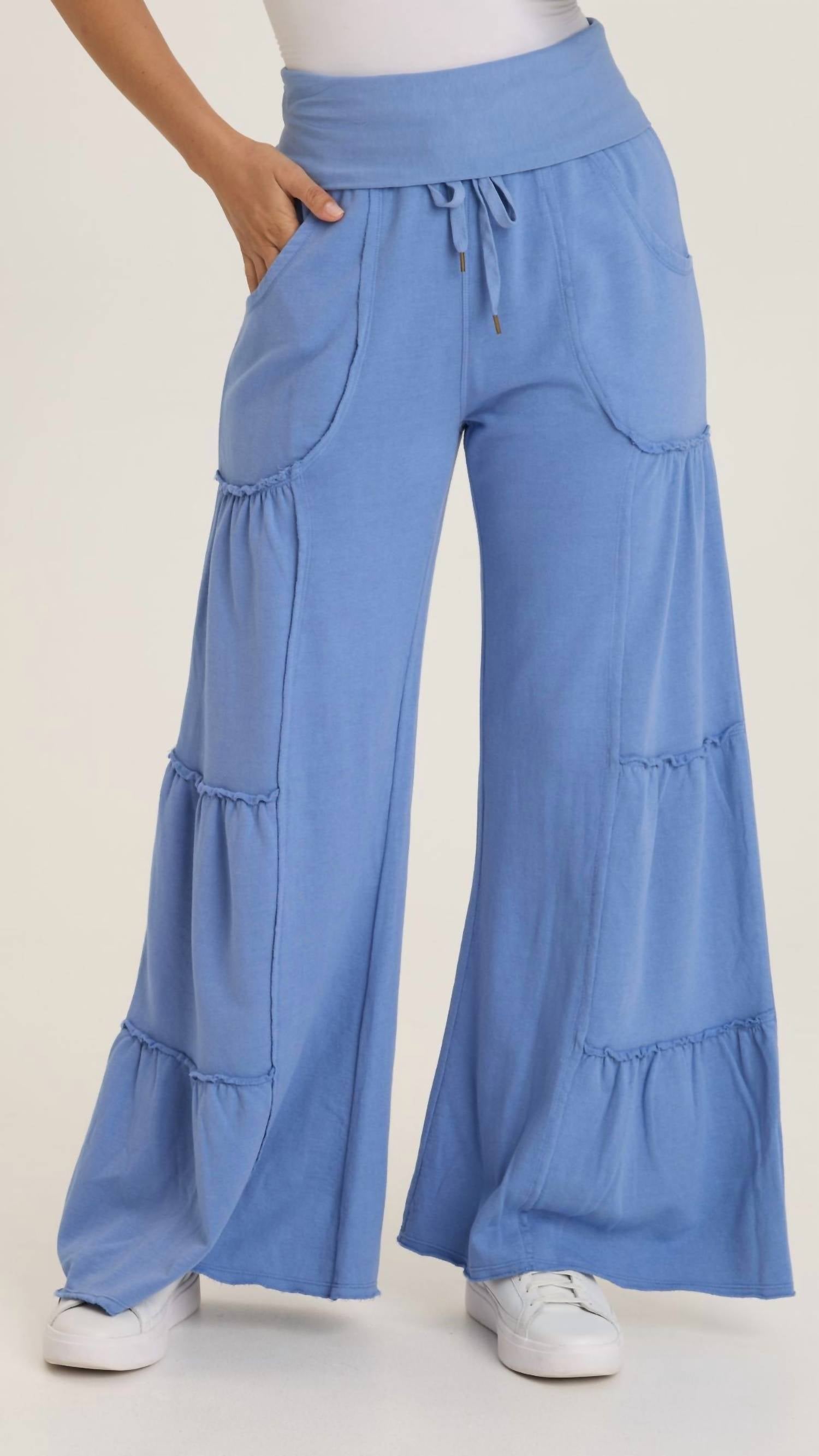 Wearables Carola Side Tiered Wide Leg Fleece Pants in shasta lake - women's pants