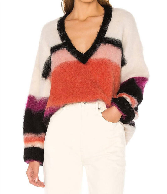 Cinq A Sept - ISABELLA STRIPED FUZZY SWEATER