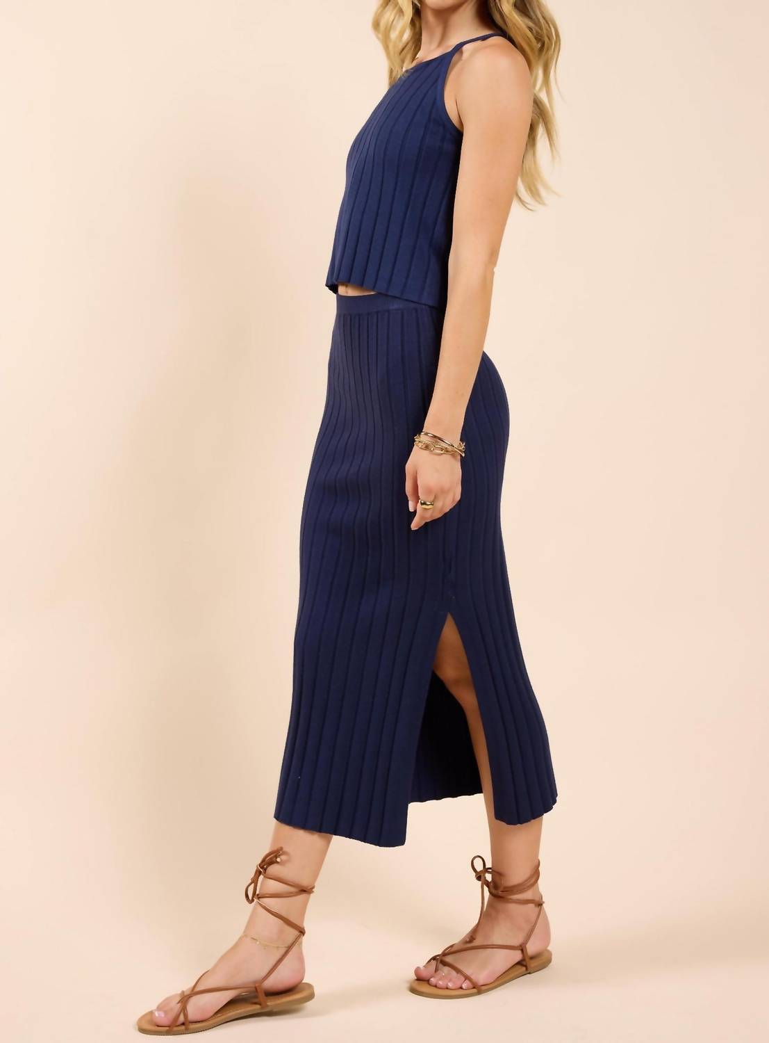 Sadie & Sage - No Bad Days Ribbed Midi Skirt