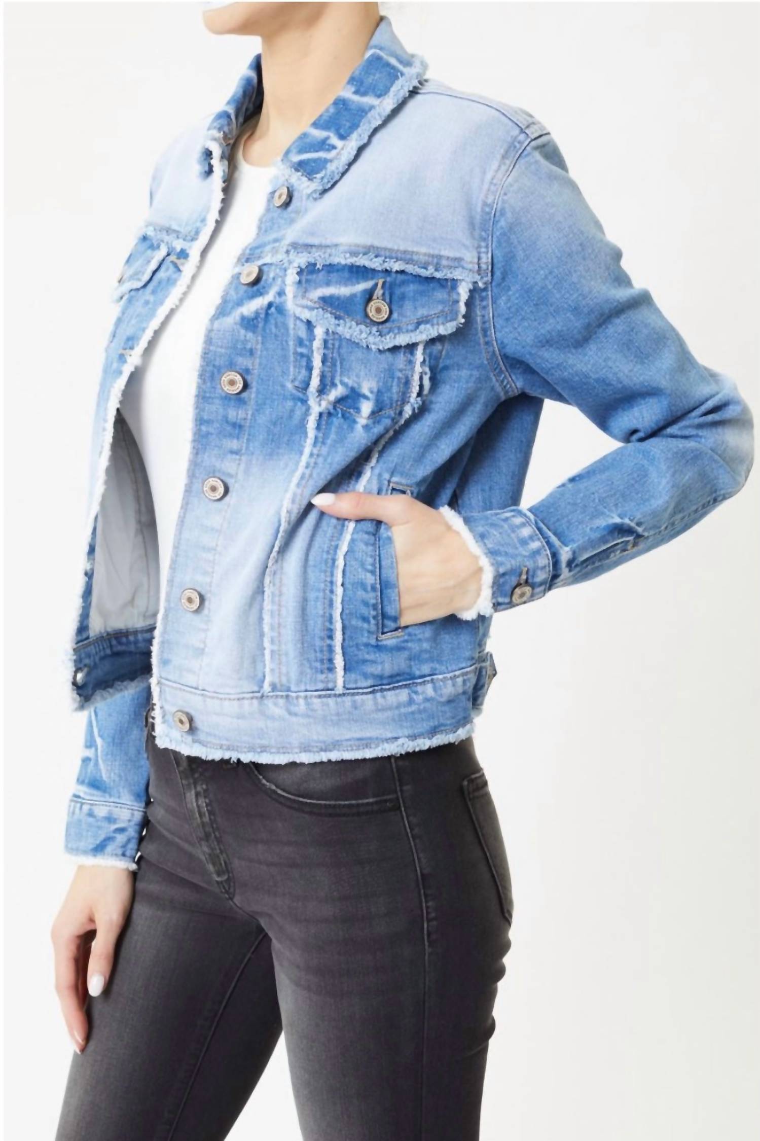 Kancan - Taylor Frayed Seam Denim Jacket