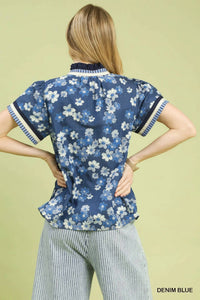 Umgee - Floral Mixed Media Print Top