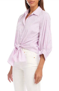 Karen Kane - Embellished Striped Tie Front Top