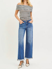 RISEN High Rise Relaxed Fit Ankle Straight Jeans in medium wash - women's jeans - view 5