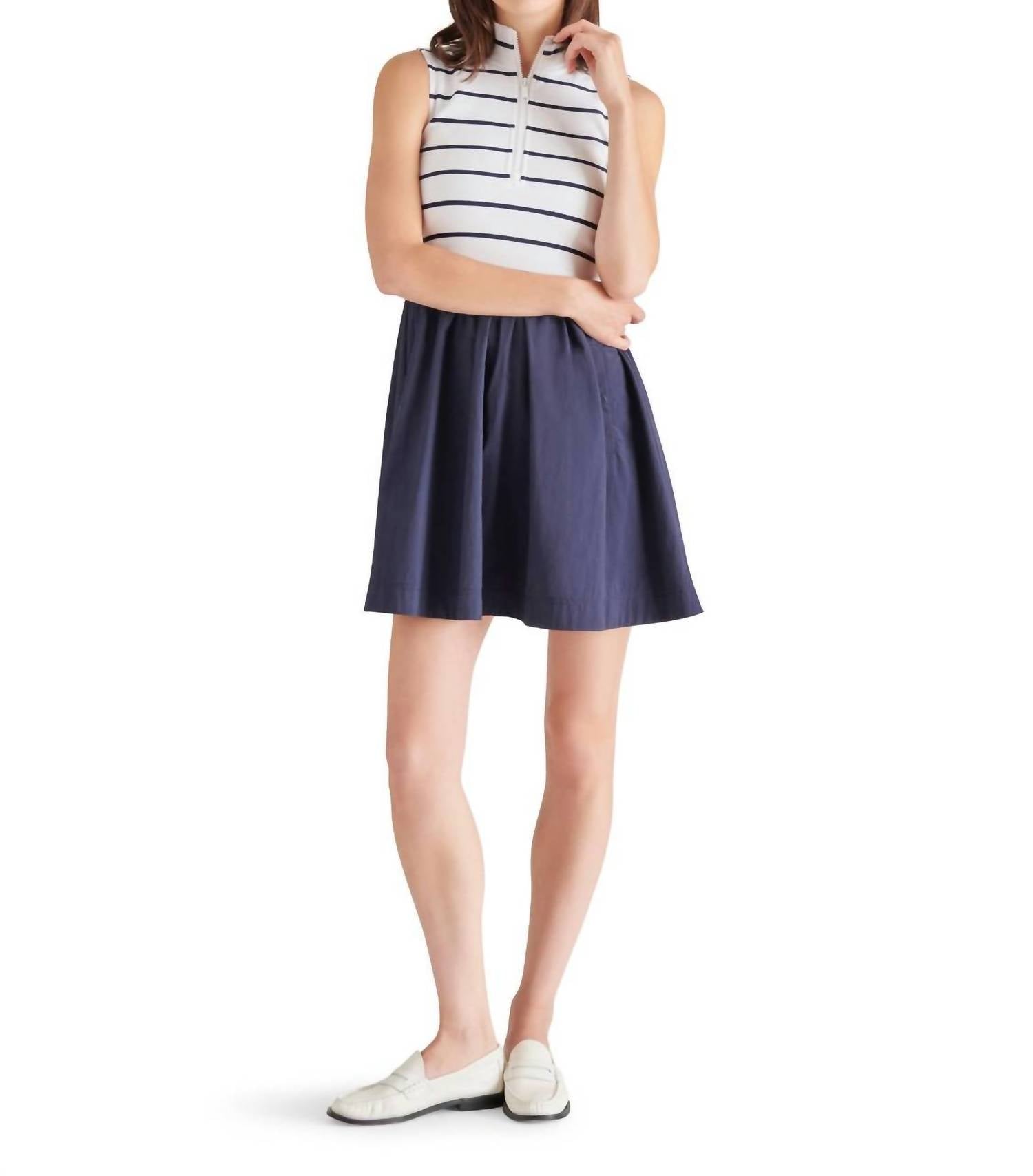 STEVE MADDEN Women's Lyon Dress in navy stripe - women's dress - alternate view