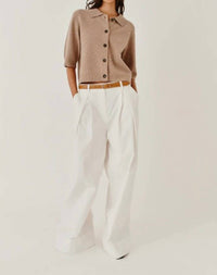 The Garment Como Cropped Cardigan in truffle - women's cardigan