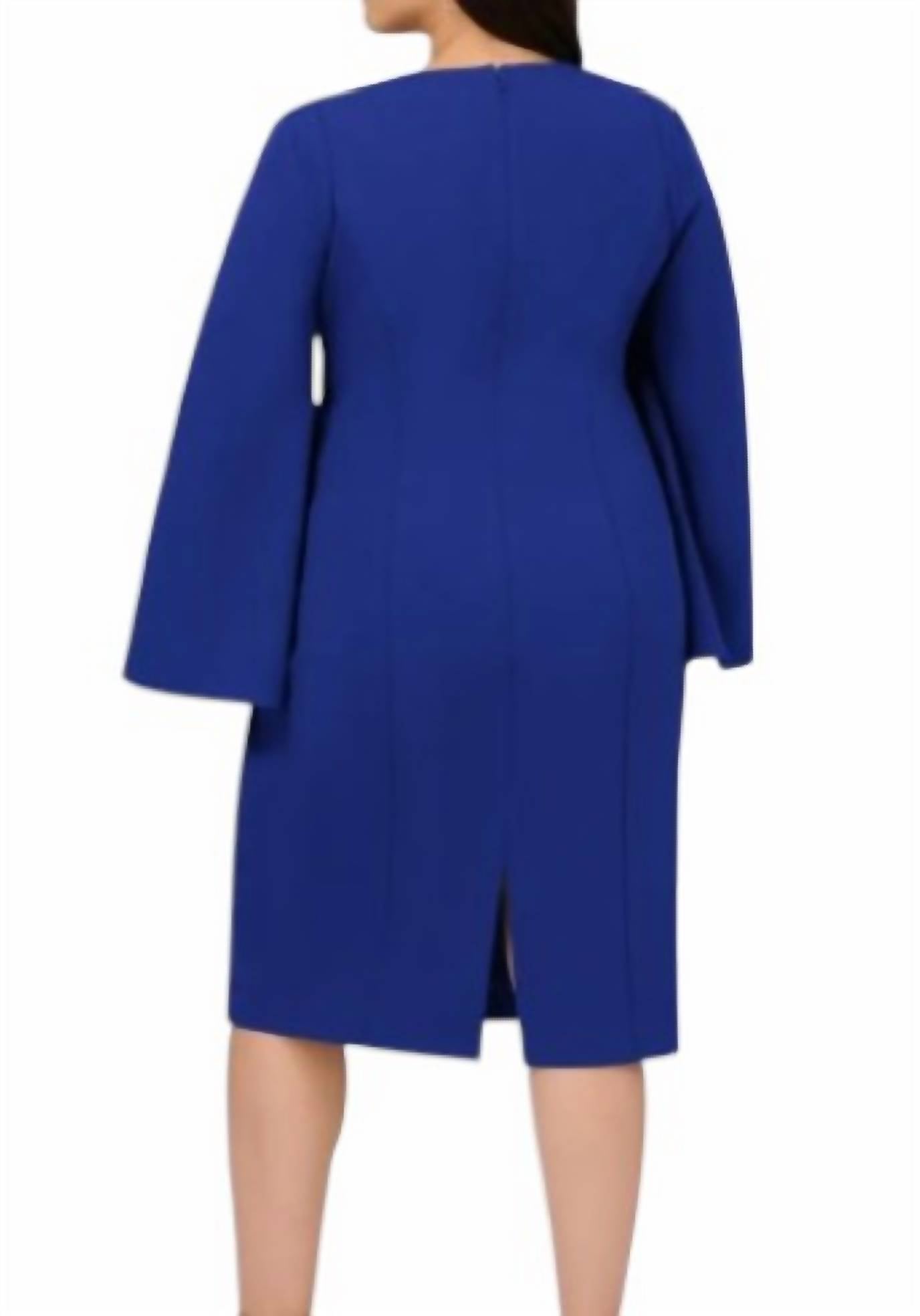 Adrianna Papell Beaded Split-sleeve Dress in blue - women's dress - detail view