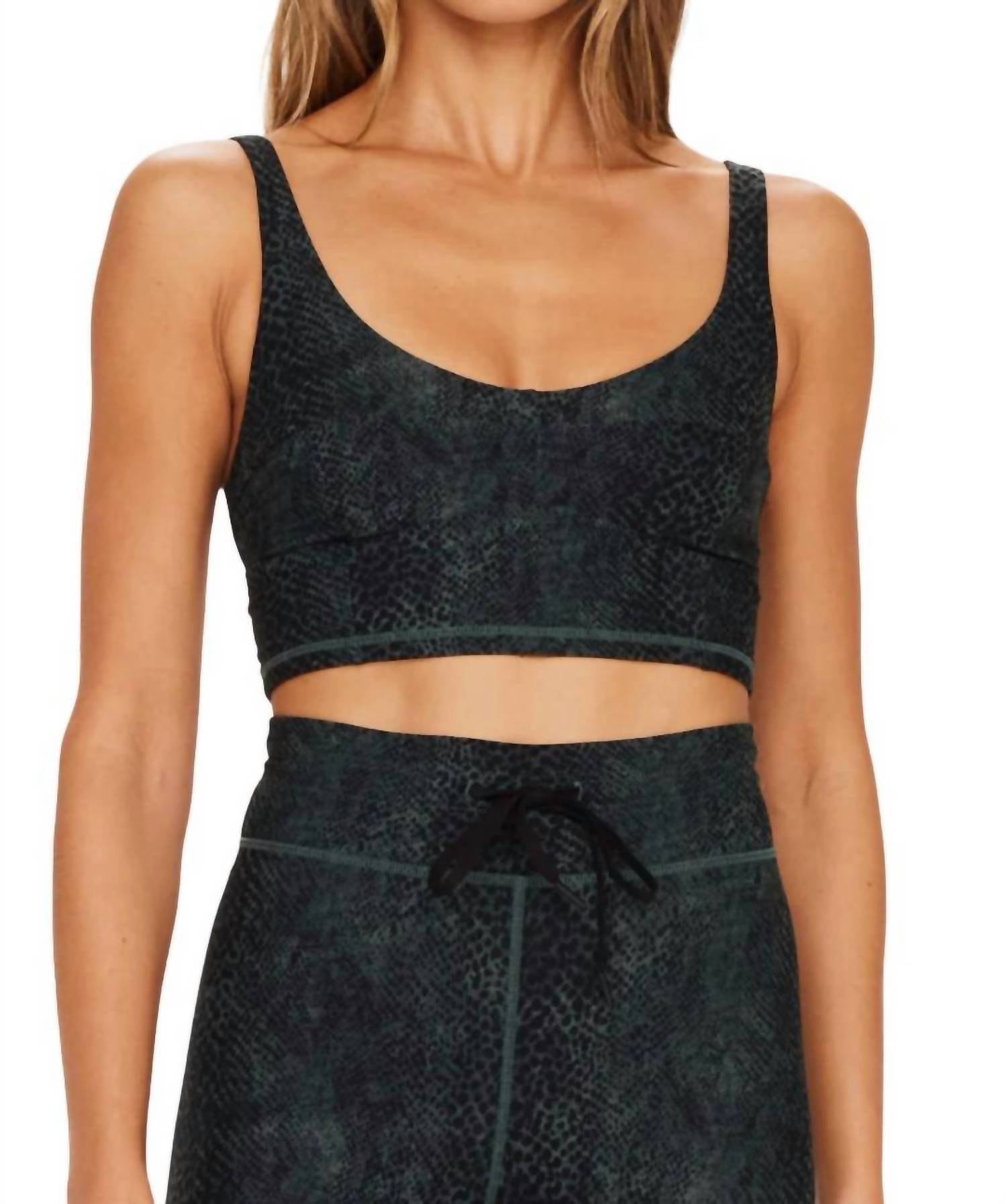 THE UPSIDE Cobra Candice Crop Bra in animal - women's intimate - detail view