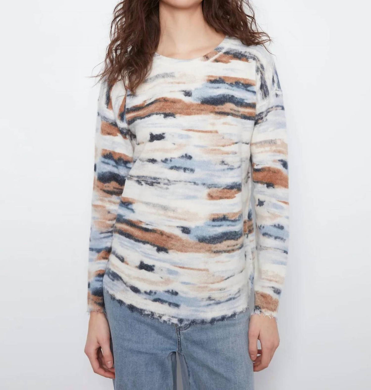Charlie B - Reversible Drop Shoulder Printed Crew Neck Sweater