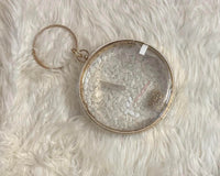 SW TRADING Women's Roung Crossbody Purse in clear witth gold - women's bag - detail view