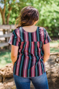 Layerz Clothing - Striped Embroidered Top