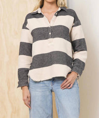 Vintage Havana - Buffalo Stripe Quarter Button Down