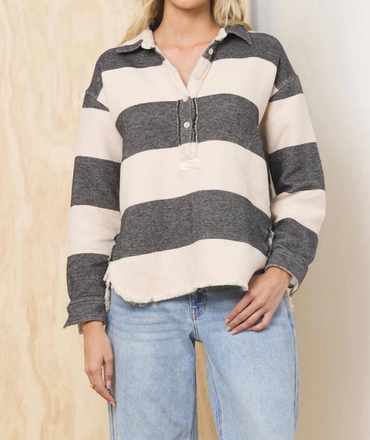 Vintage Havana - Buffalo Stripe Quarter Button Down