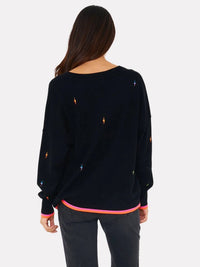 Brodie Cashmere - Electric Embroidery V-neck Sweater