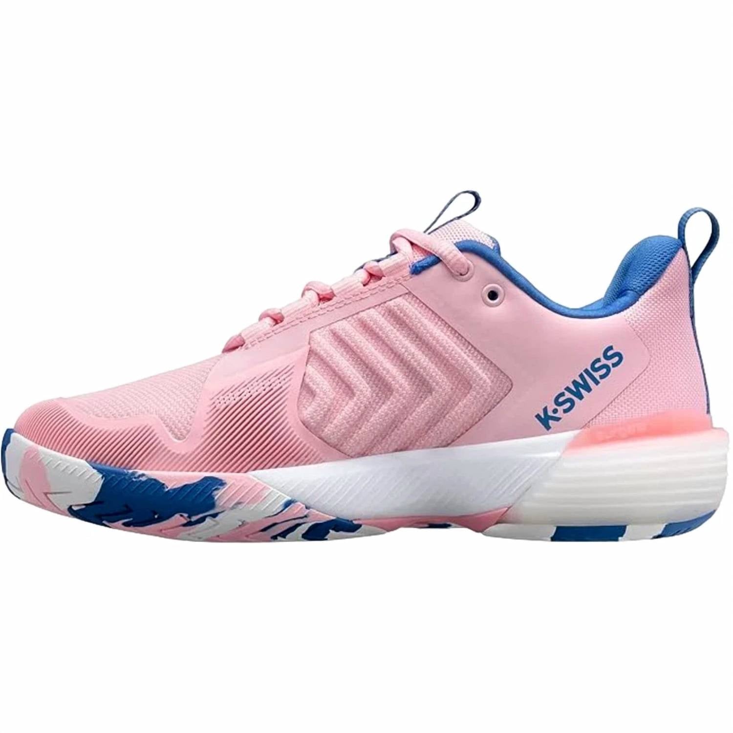 K-Swiss Women's Ultrashot 3 Tennis Shoe in orchid pink white star sapphire - women's shoe - detail view