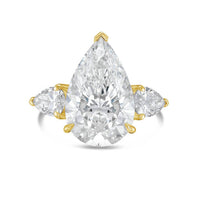 Diana M Jewels - Women's Diamond Pear Shape Three Stone Ring (3ct Center And 0.50 Cts On Sides)