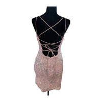 Sherri Hill - Women's V Neck Lace Up Mini Dress