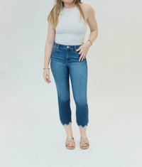 1822 Denim Ace 25" Crop Capri Scalloped & Frayed Hem Jeans in blue - women's jeans - view 4