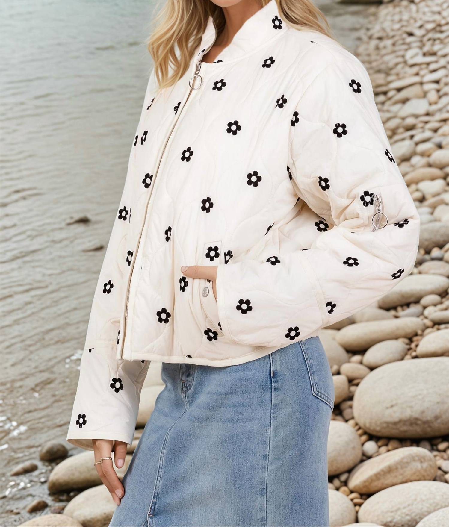 Lovelo - Tory Flower Accent Puff Jacket