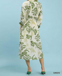 Umgee - Tropical Leaf Midi Dress