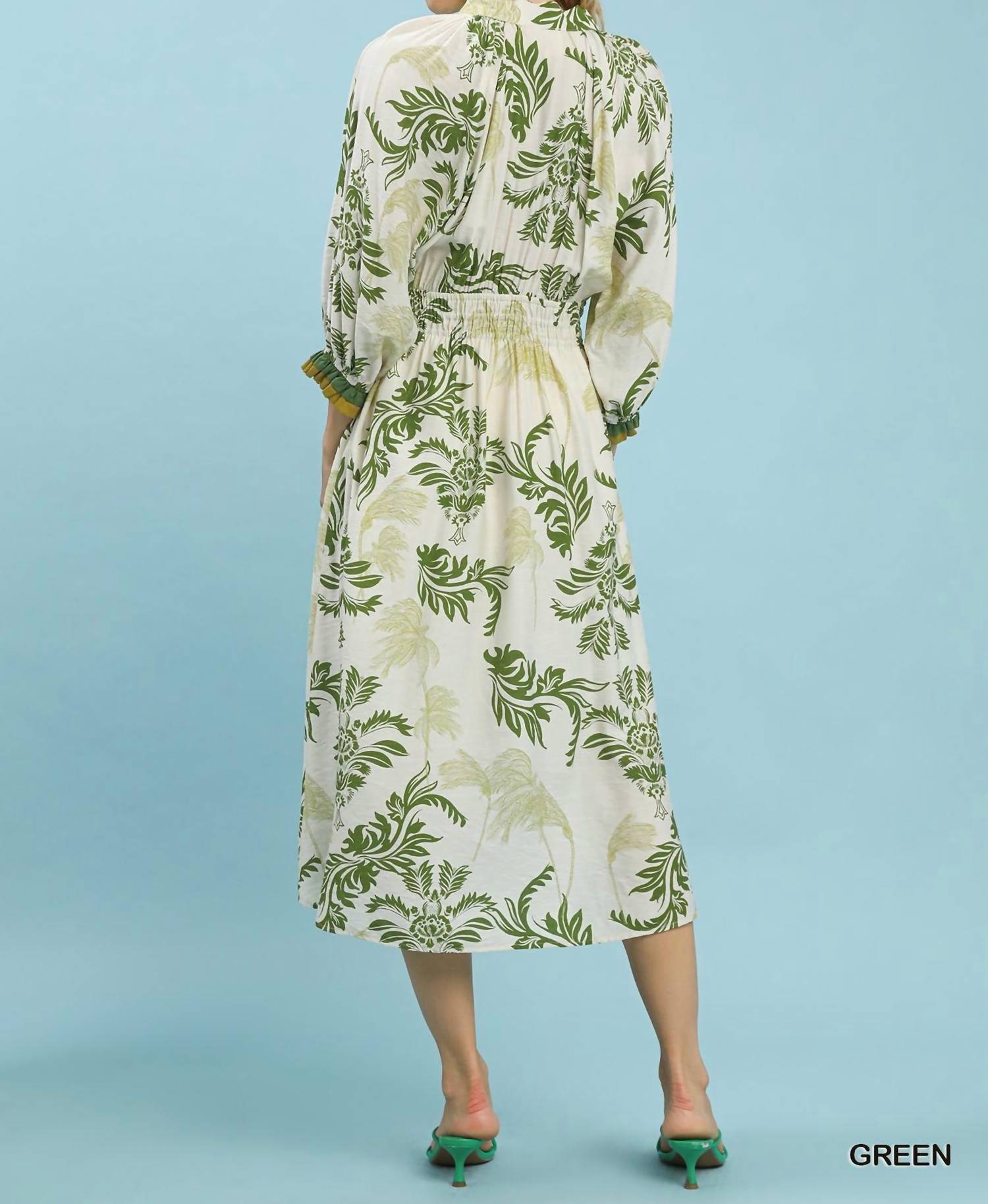 Umgee - Tropical Leaf Midi Dress