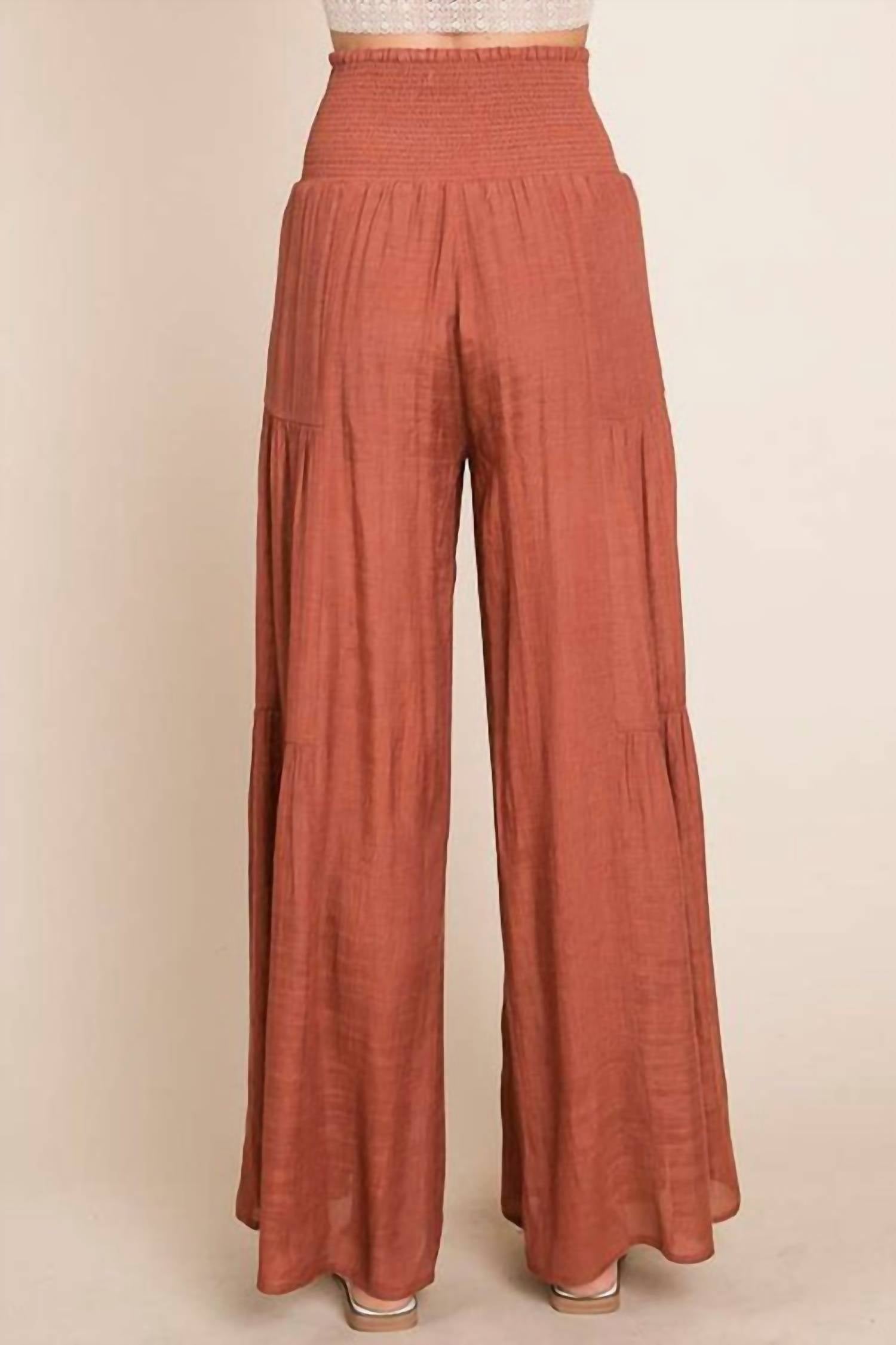 JADE BY JANE Tie Front Pants in rust - women's pants - alternate view