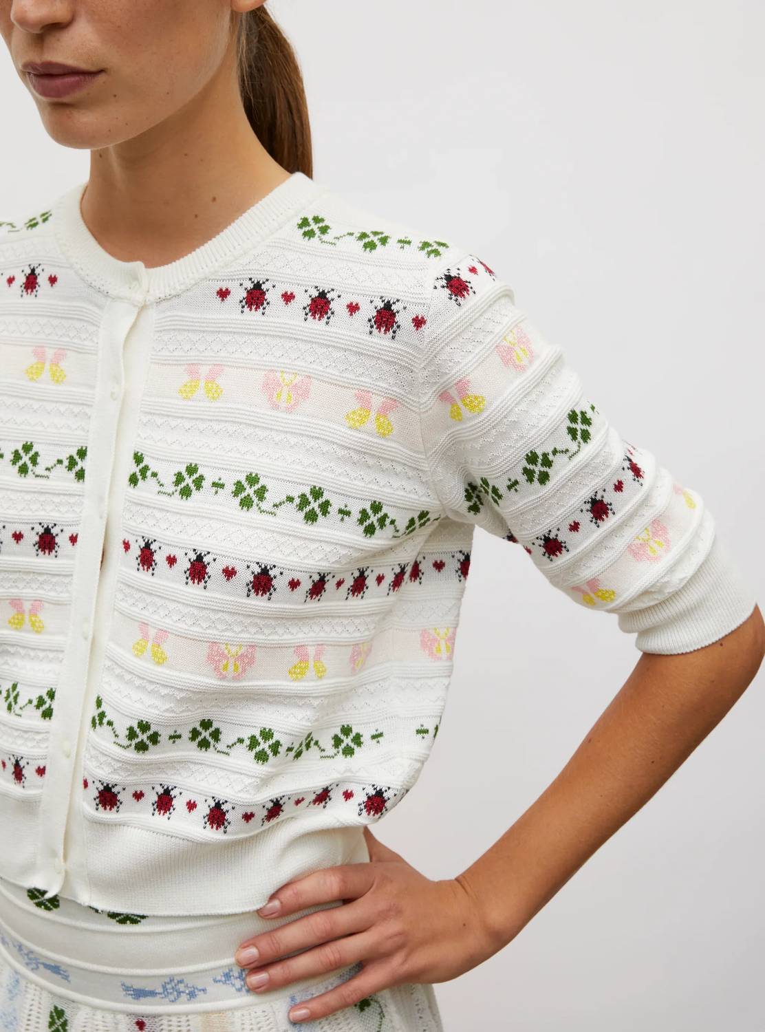 Molli - Crew Neck Cardigan With Charm Details