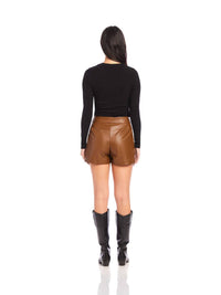 Fifteen Twenty - Modern Faux Leather High Waist Shorts