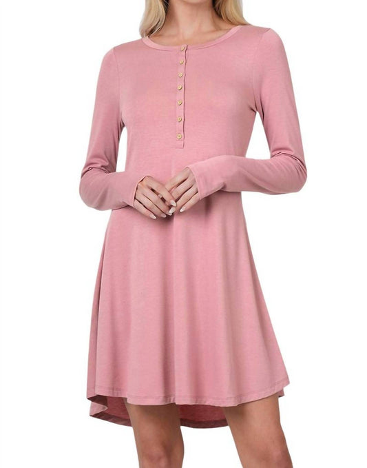 Zenana - Long Sleeve Button Down Dress