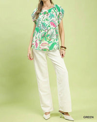 Umgee - Tropical Paisley Puff Sleeve Blouse