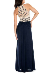 Decode 1.8 - Embellished Bodice Ruched Jersey Mesh Gown
