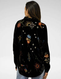 Caite & Kyla - Wrenley Crushed Velvet Embroidered Shirt