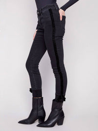 CHARLIE B Slim Stretch Denim Pants in charcoal - women's pants - alternate view