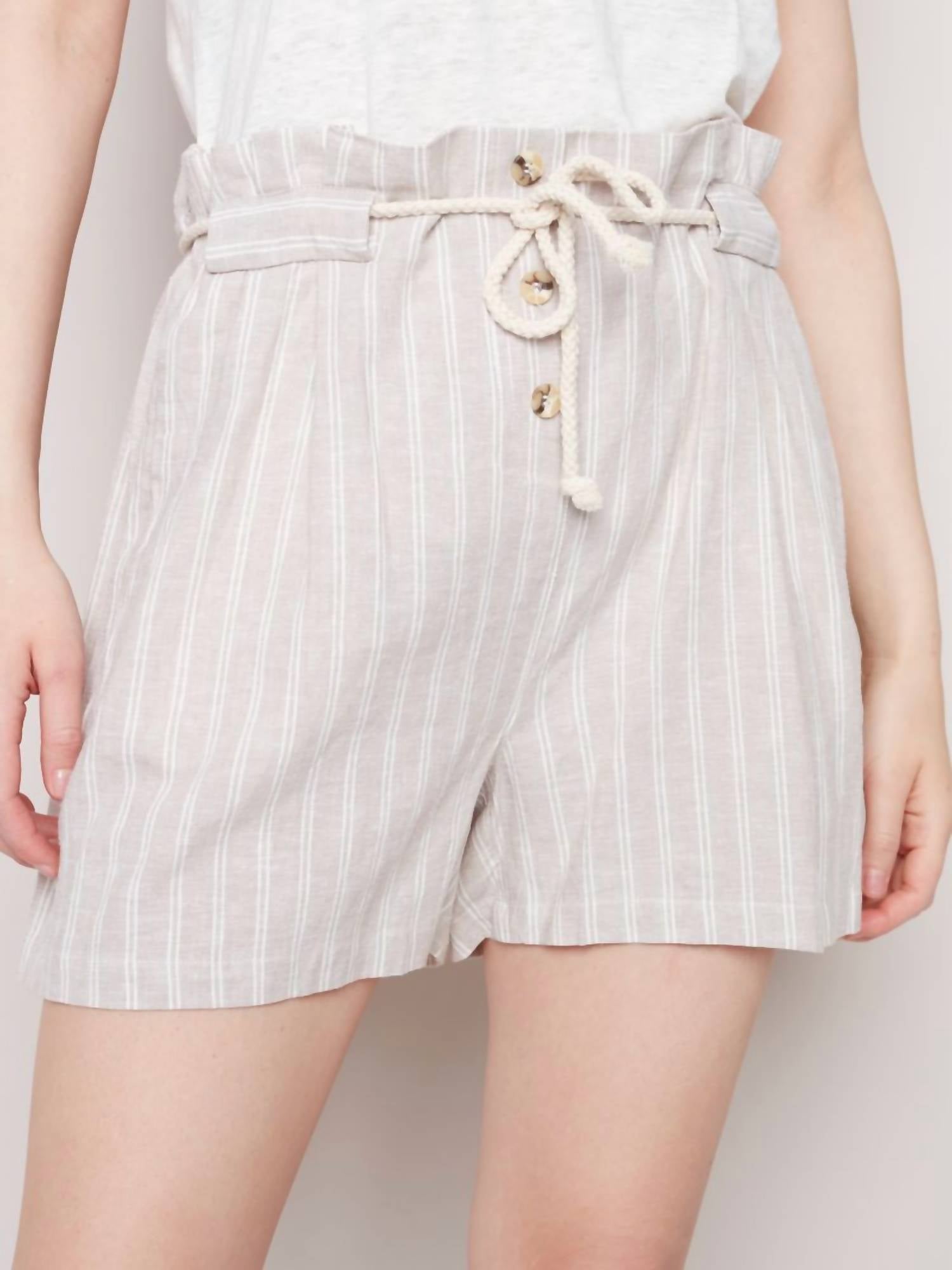 CHARLIE B Linen Short in natural - women's shorts