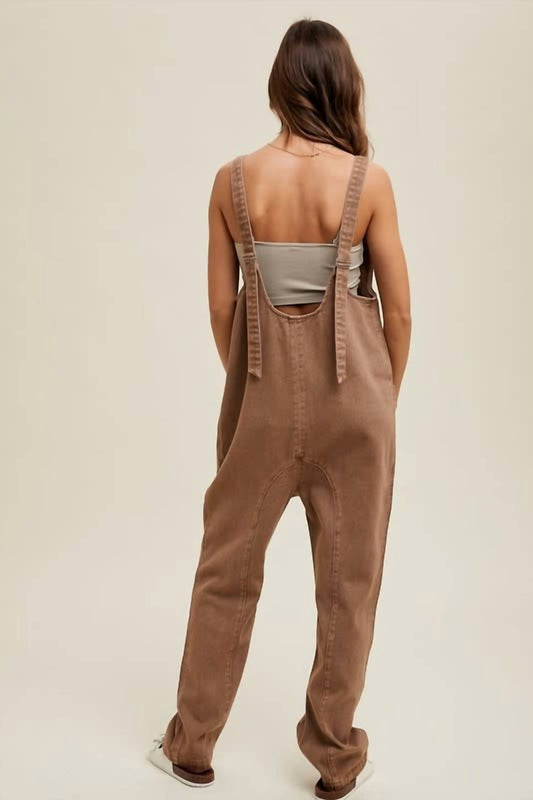 Wishlist - Cotton Open Back Denim Overalls