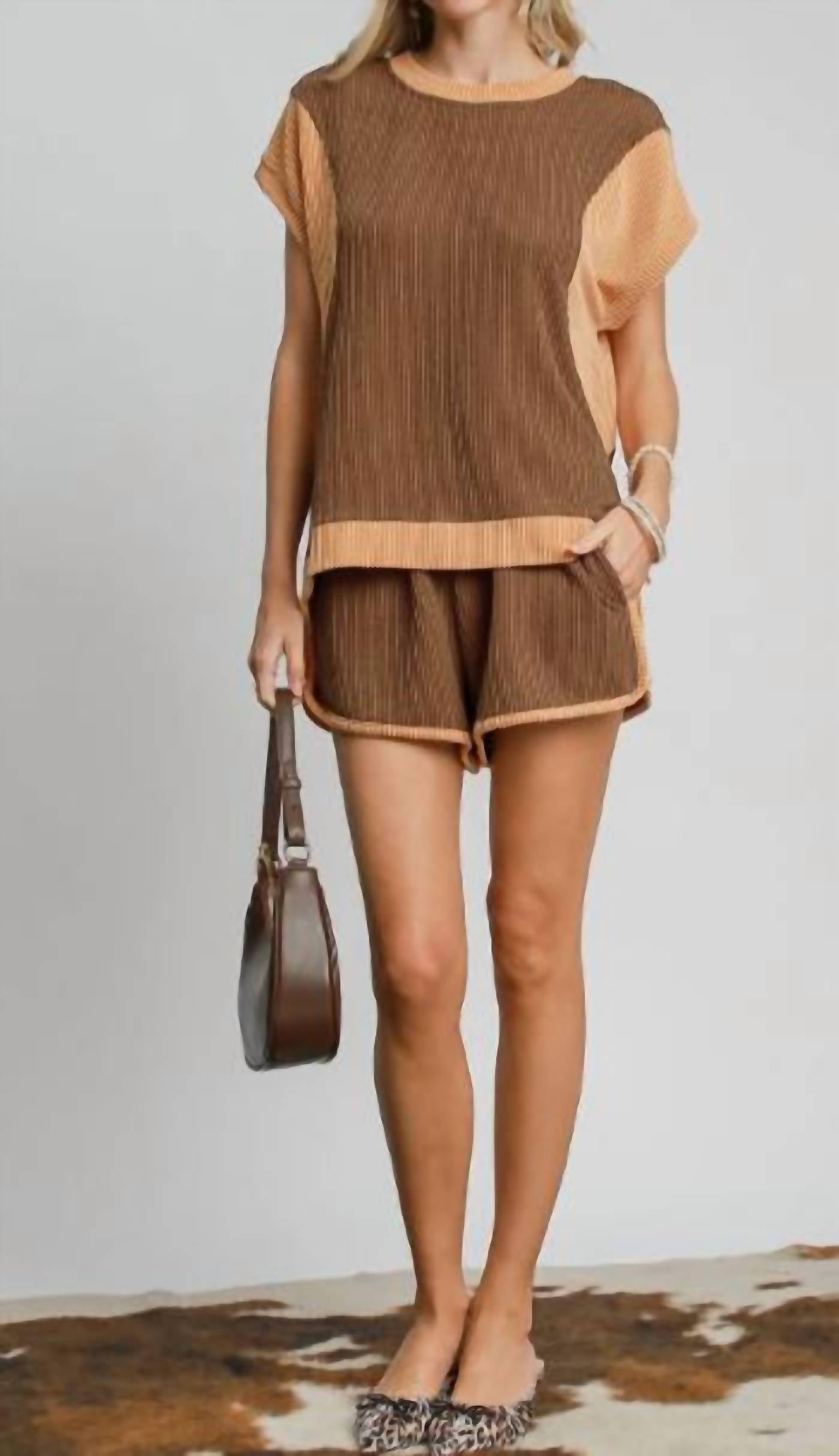 Umgee - Raised Rib Color Block Top
