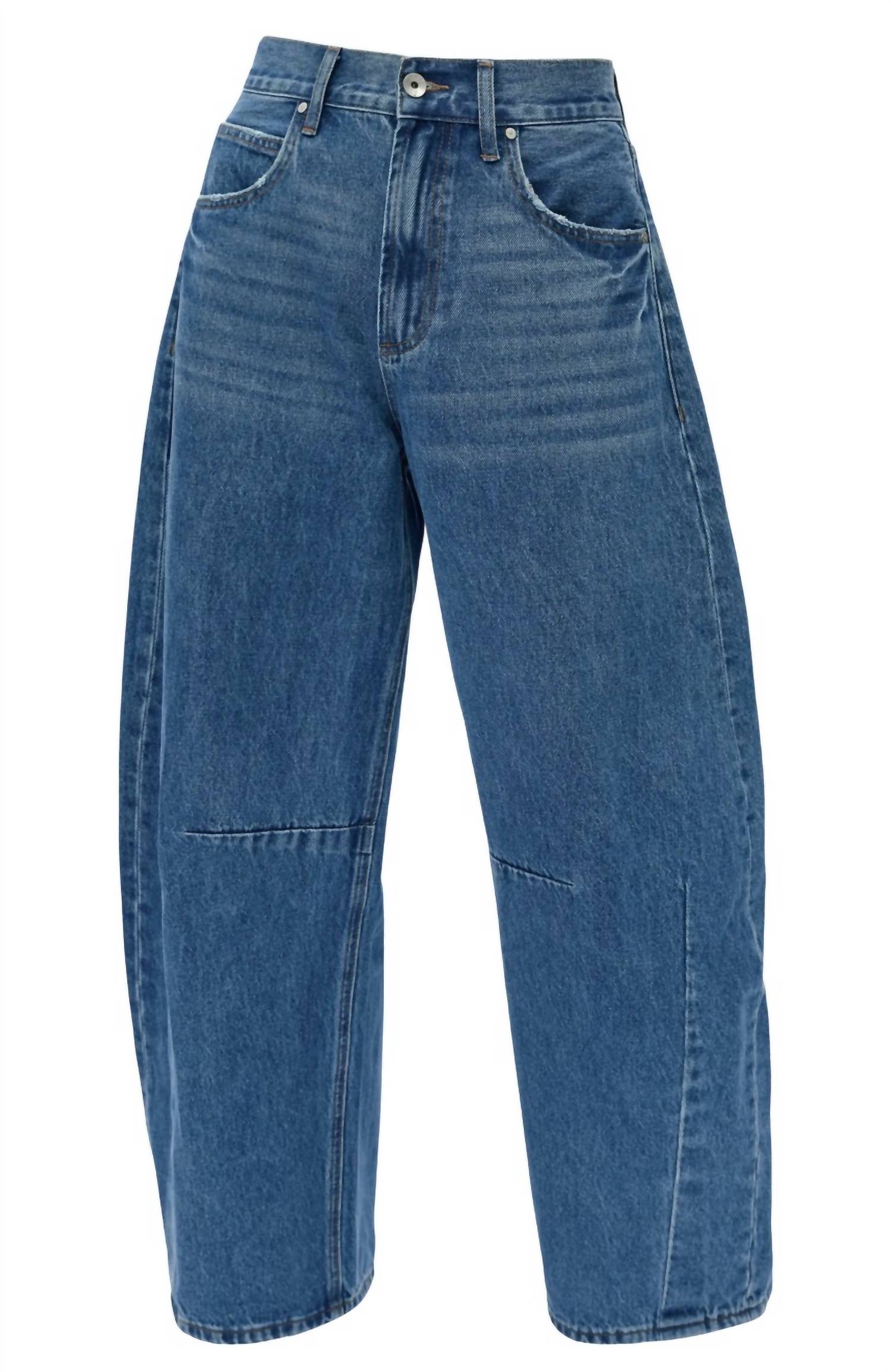 Bayeas - Darted Super High Waist Barrel Jeans