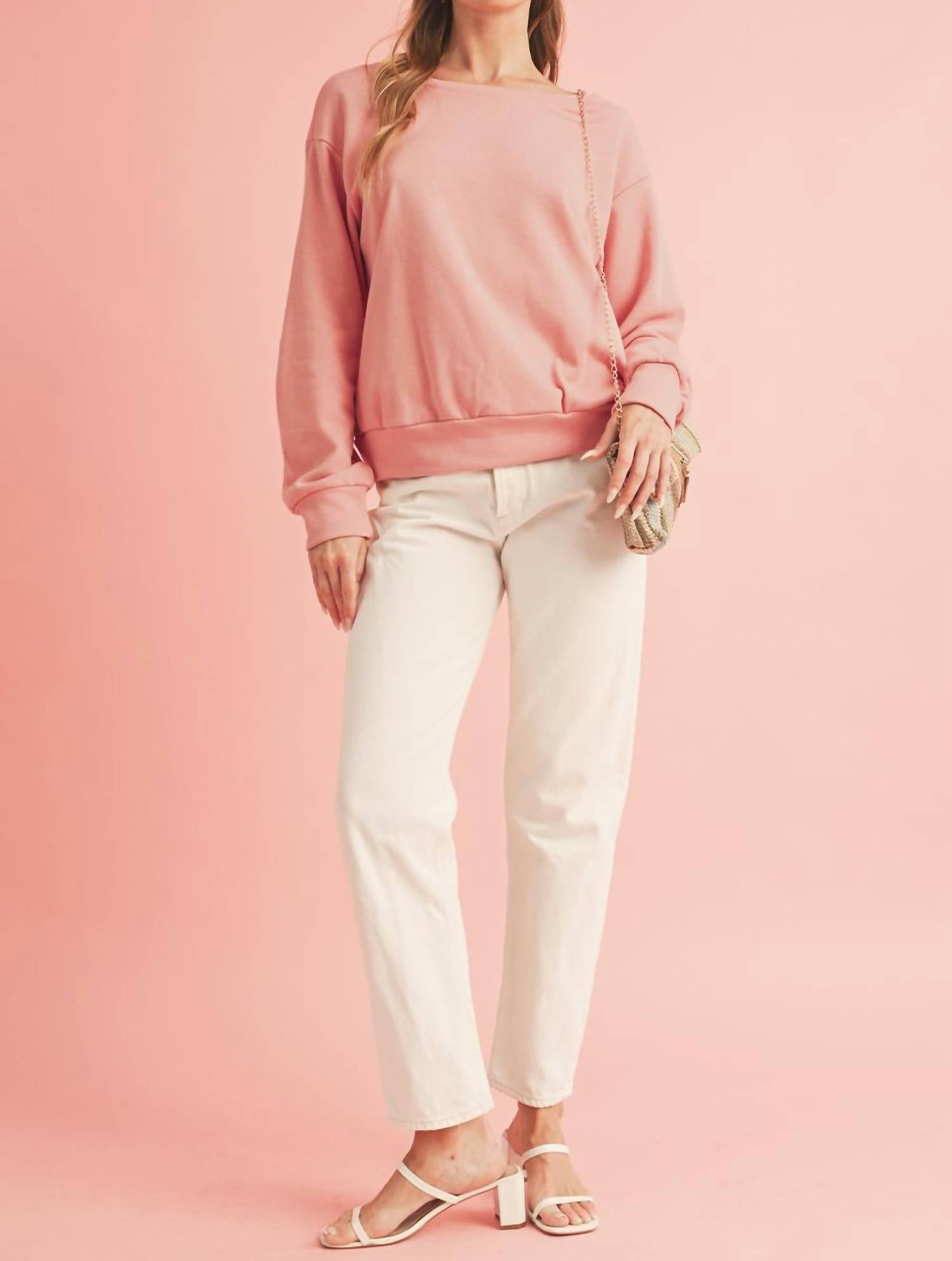 Shewin - Bowknot Round Neck Sweatshirt