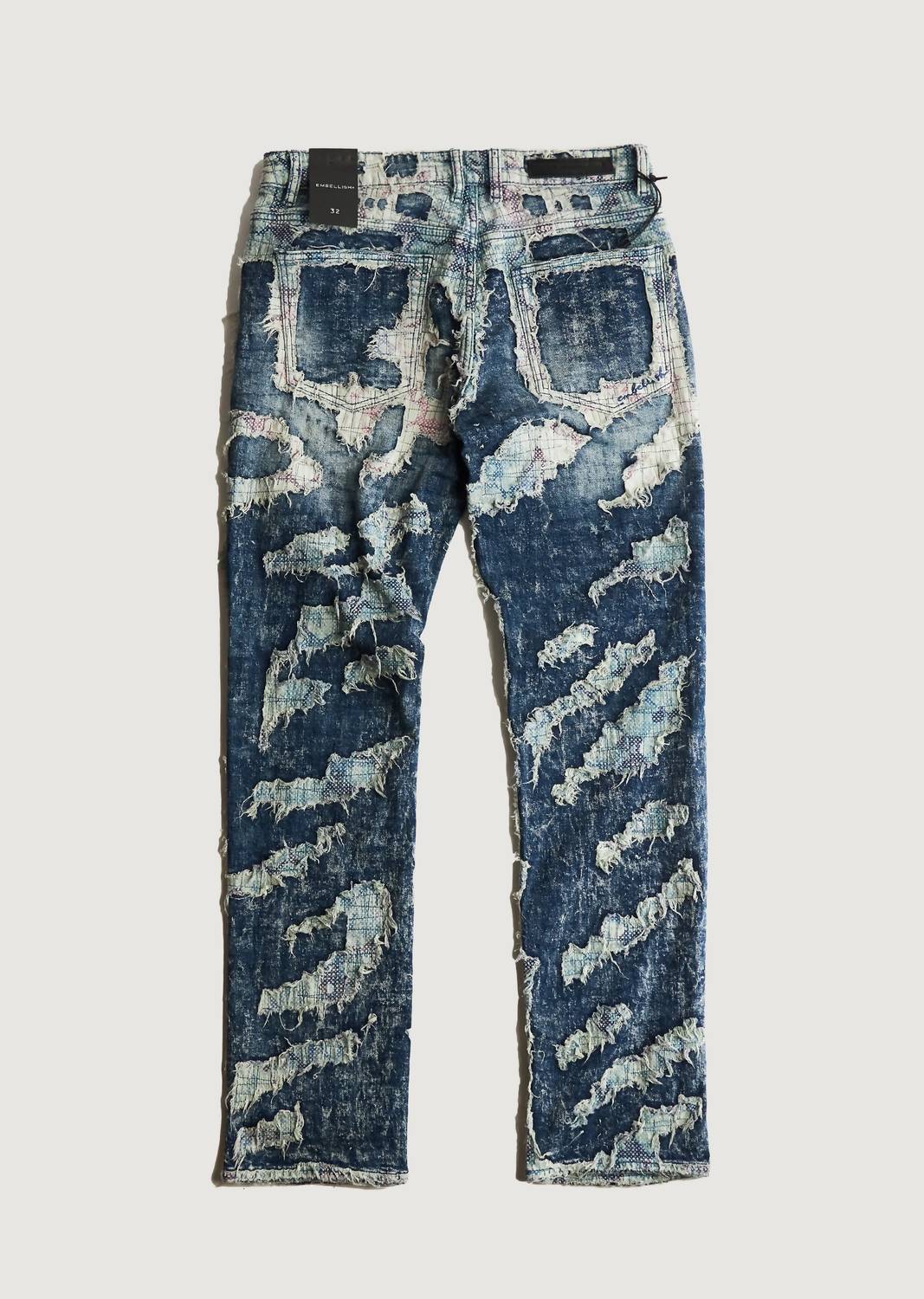 EMBELLISH Men's Ace Boro Denim Jeans in light blue - men's jeans - detail view